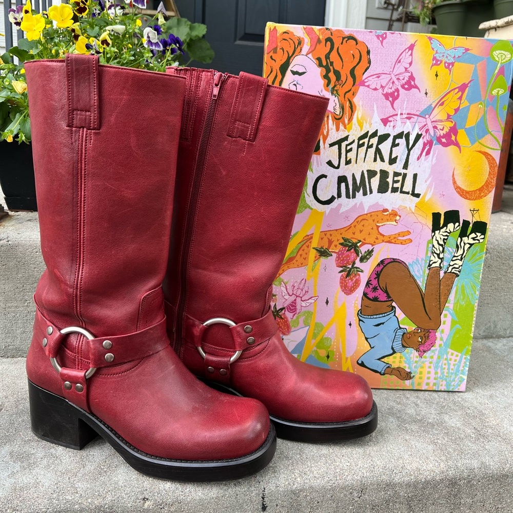 Jeffery Campbell Reflection Moto Boot Red